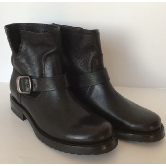 NEW FRYE Veronica Black Soft Full Grain Ankle Strap Bootie (Size 7.5 B)